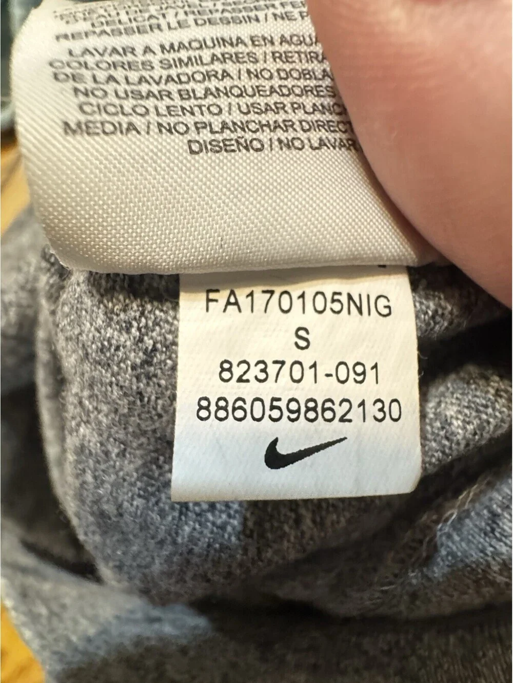 Nike Womens S “Gym Vintage” Hoodie Carbon Heather Just Do It Swoosh 823701-091